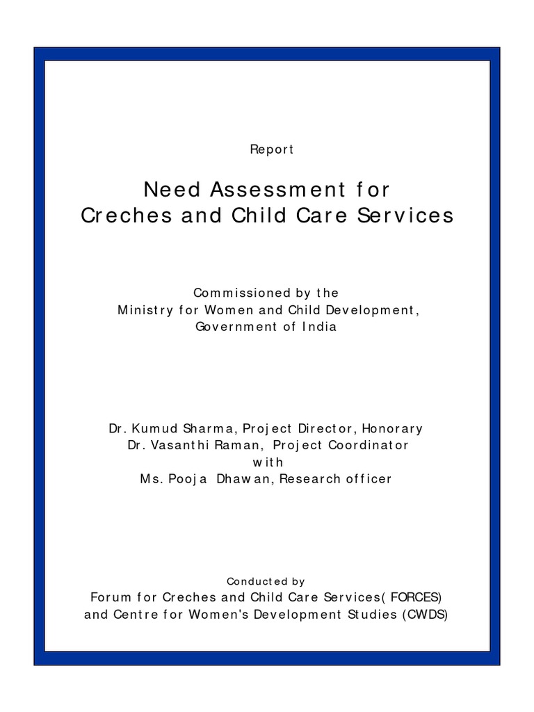 Need Assessment of Child Care Services | PDF | Child Care | Relationships
