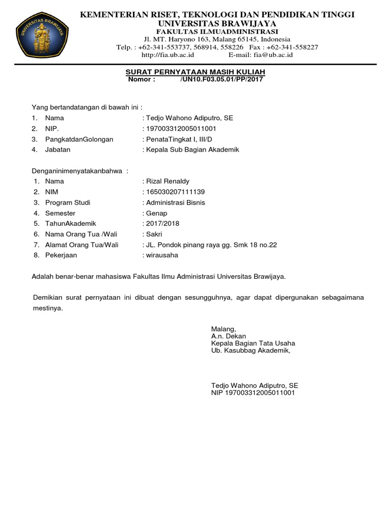 Surat Aktif Kuliah