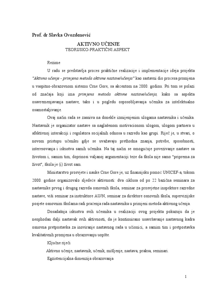 Aktivno Ucenje U Primeni PDF | PDF