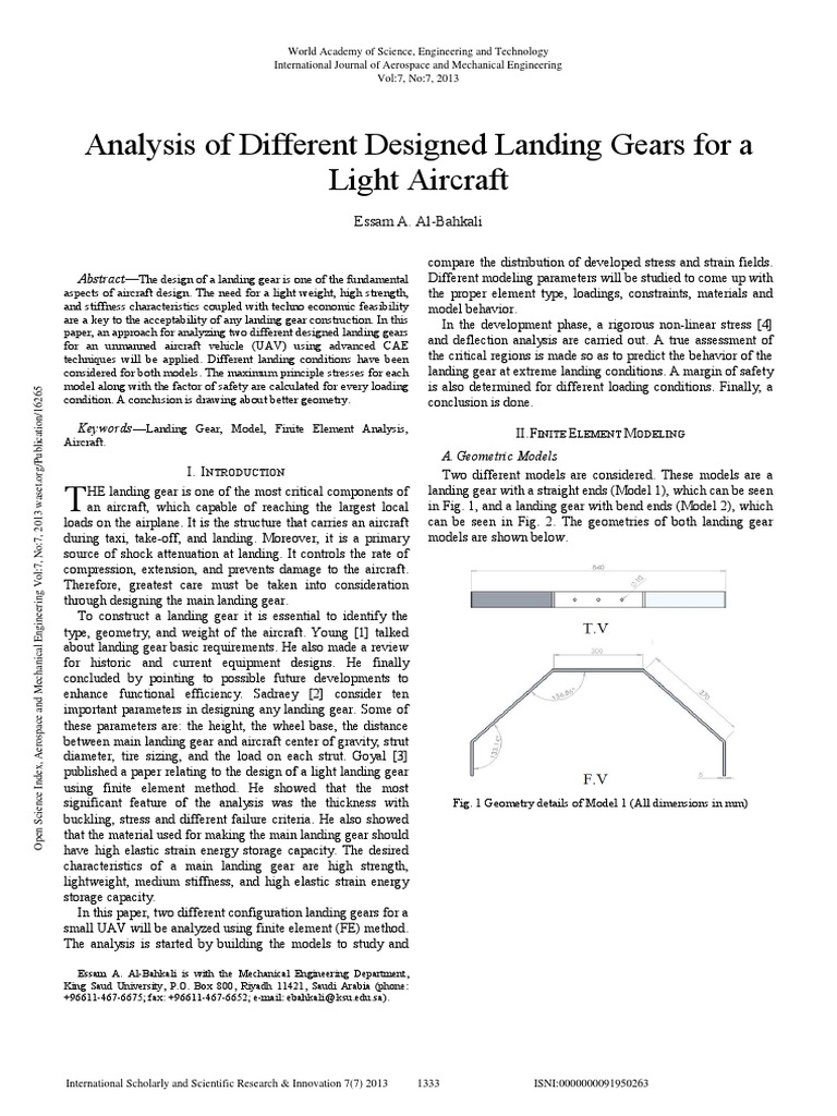 Landing Gear Analysis for Light UAVs | PDF | Strength Of Materials ...