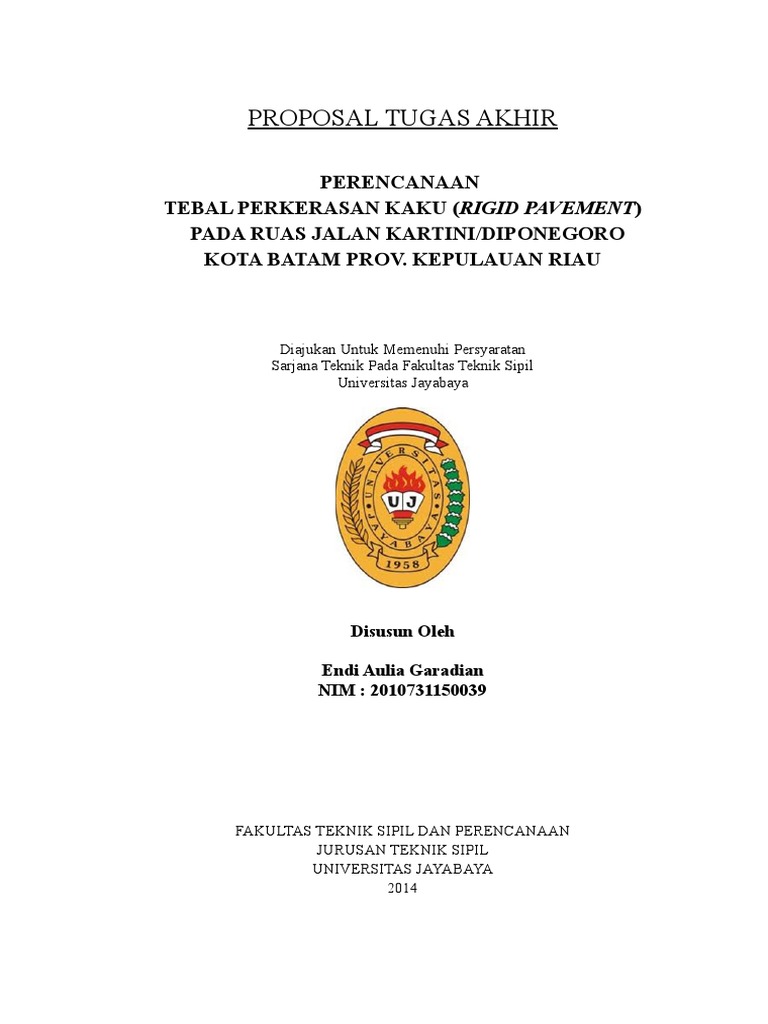 Conto Proposal Jalan Rigid Di Batam Oke Doc