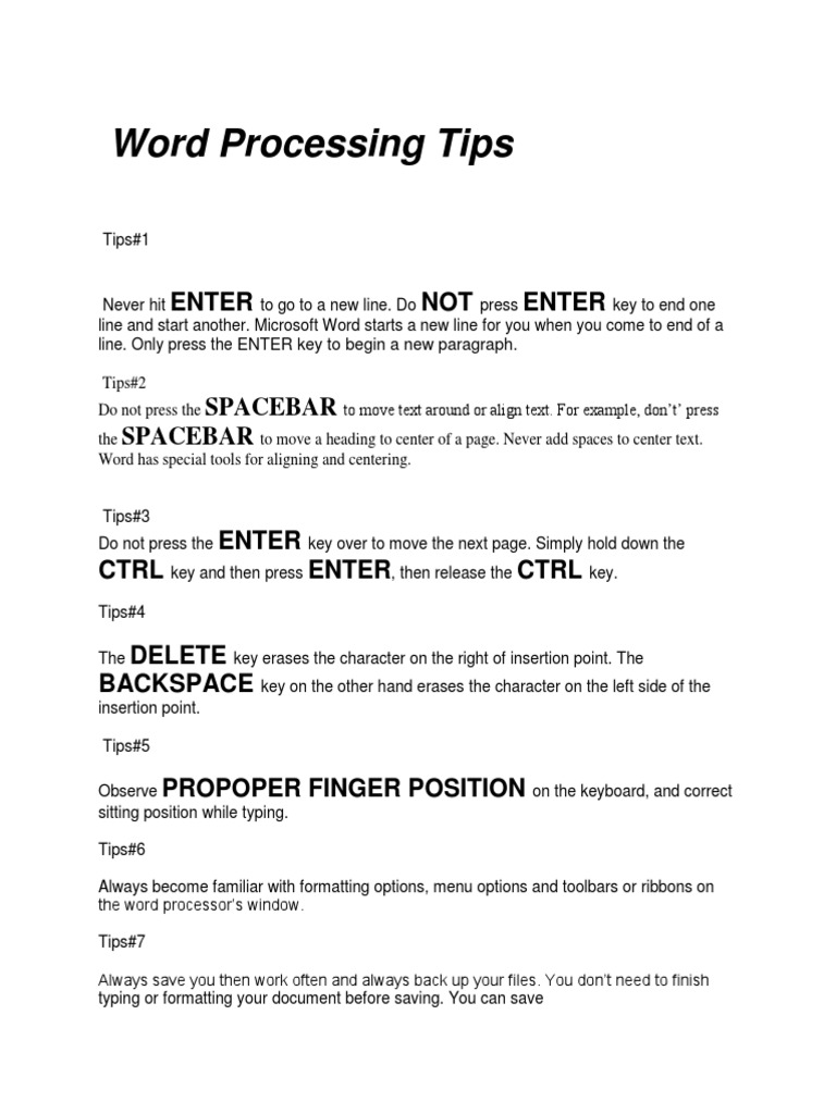 Essential Word Processing Tips | PDF | Career & Growth | Home & Garden