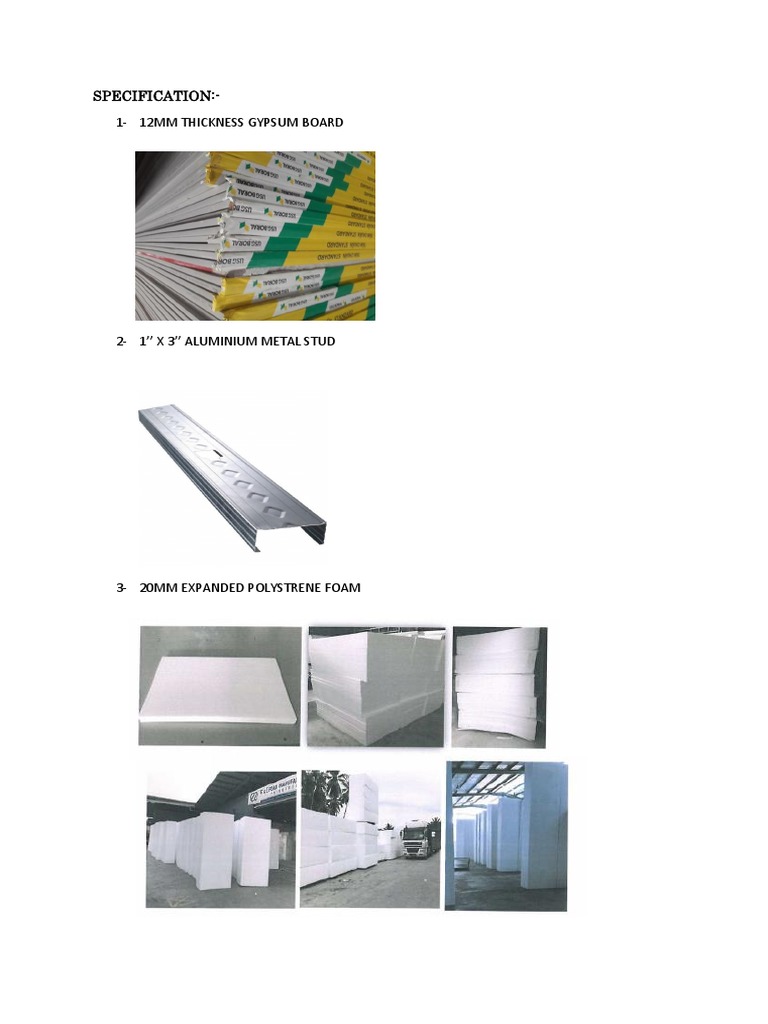 Specification:-1 - 12Mm Thickness Gypsum Board | PDF | Building ...