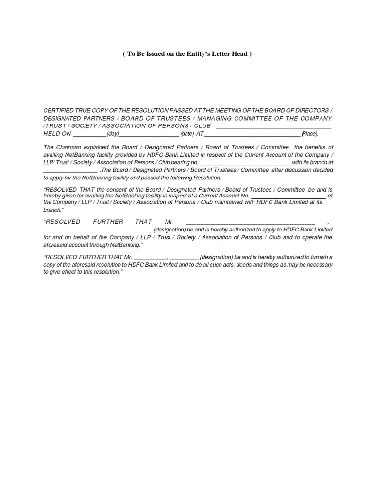 To Be Issued On The Entity's Letter Head | PDF