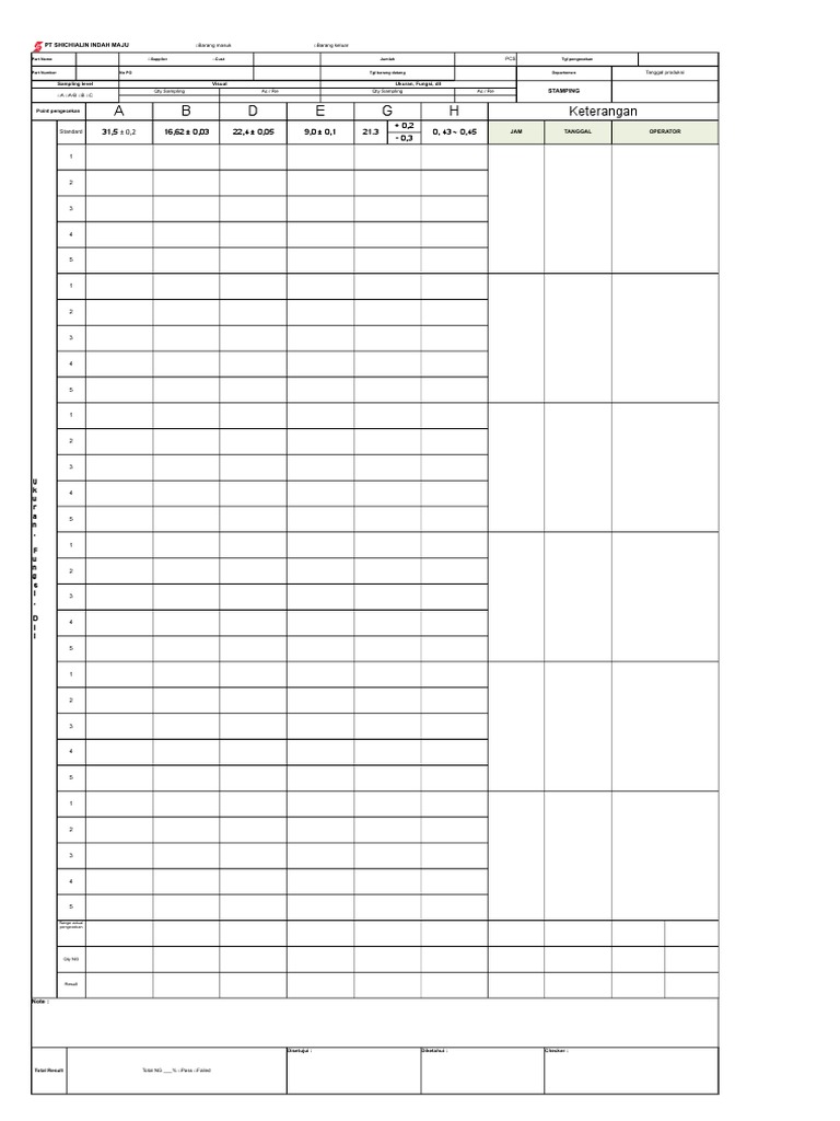 Quality Control Checklist for Parts | PDF