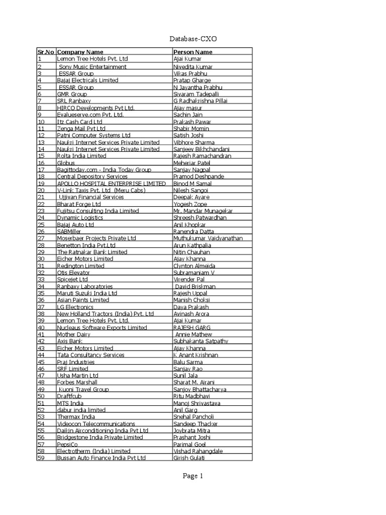 CXO Database of Major Companies | PDF | Chief Information Officer ...
