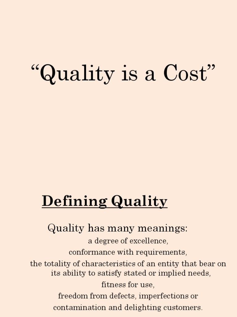 Cost of Quality PDF Cost CostBenefit Analysis