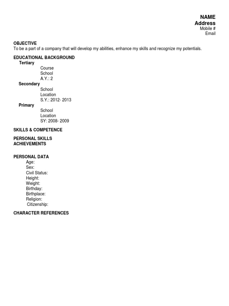 Resume Outline PDF
