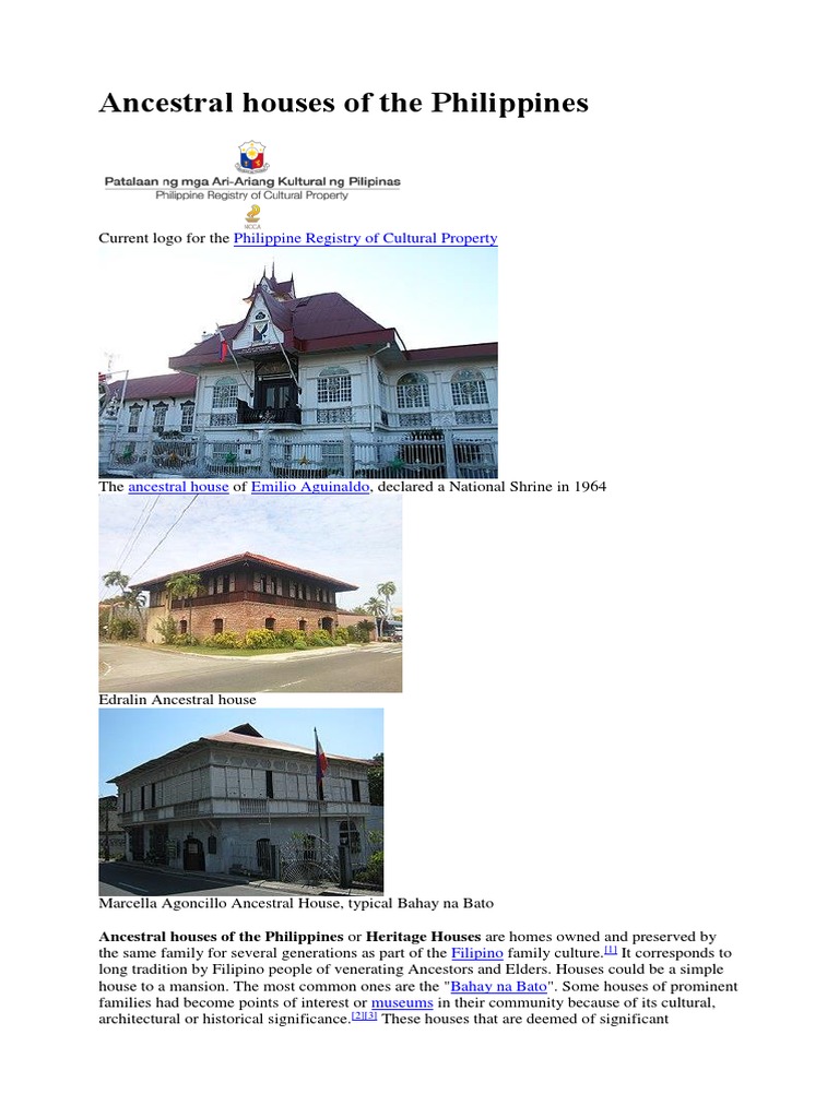 Ancestral Houses of the Philippines Residential Buildings Housing