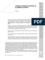 Logística Integrada Às Decisões de Gestões de Políticas Públicas PDF