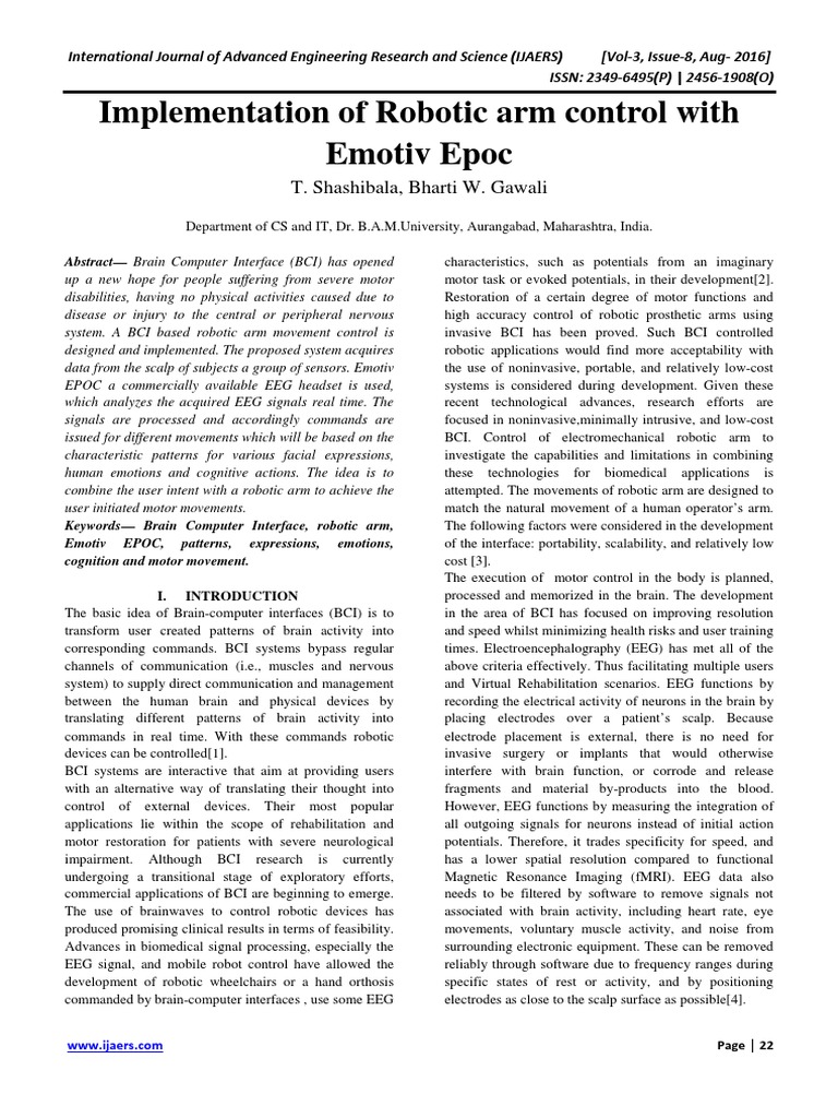 Implementation of Robotic Arm Control Wi E4b9b3cb PDF | PDF ...