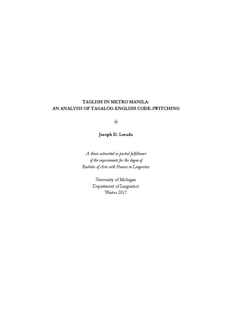 Code Switching Multilingualism alog Language