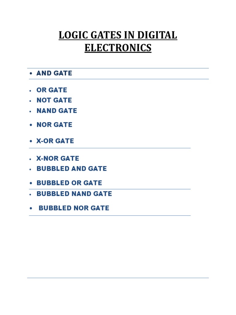 Logic Gates in Digital Electronics PDF Logic Gate Digital Electronics
