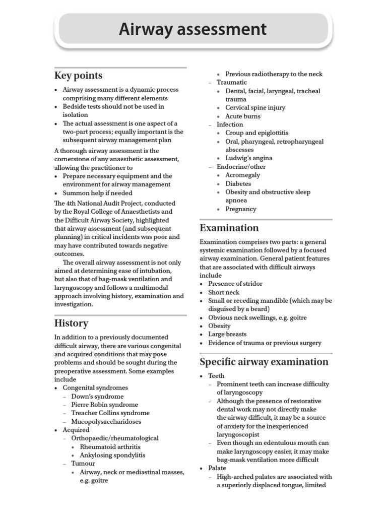 Airway Assessment: Key Points | PDF | Tongue | Medicine