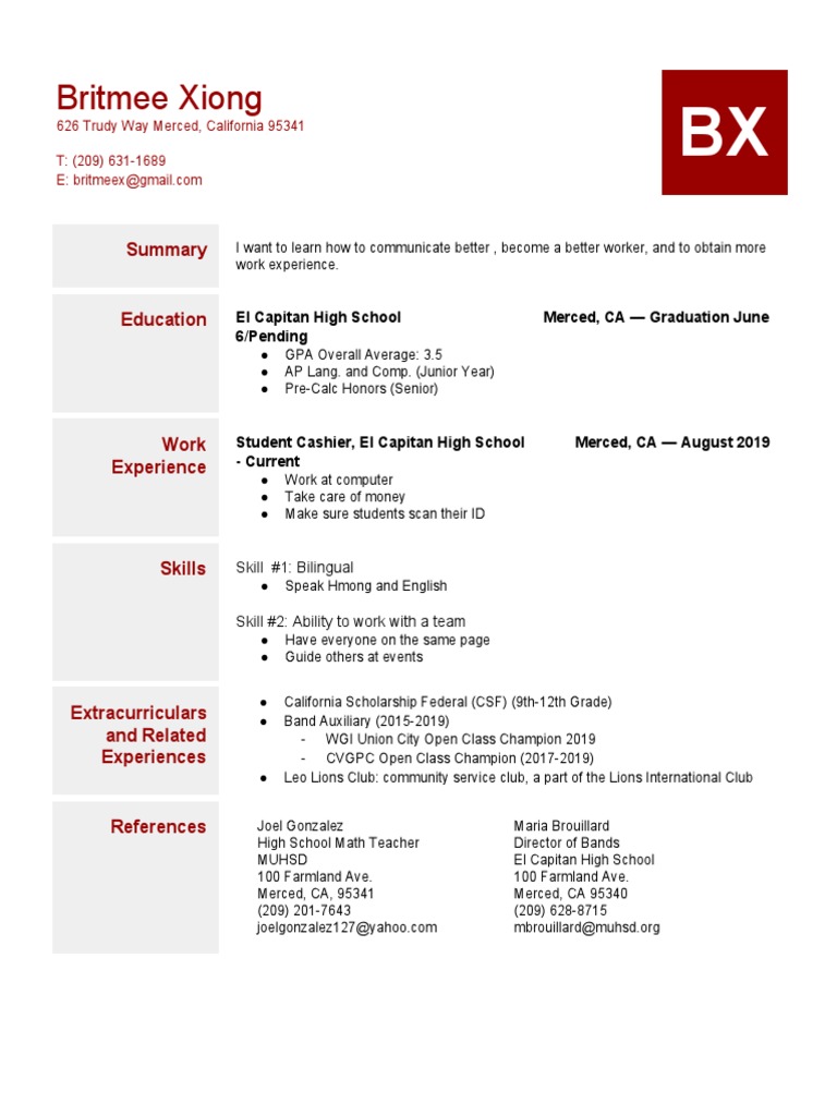 Sample Copy Of Resume