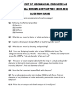 Department of Mechanical Engineering Mechanical Design &estimation (Dme-306) Question Bank