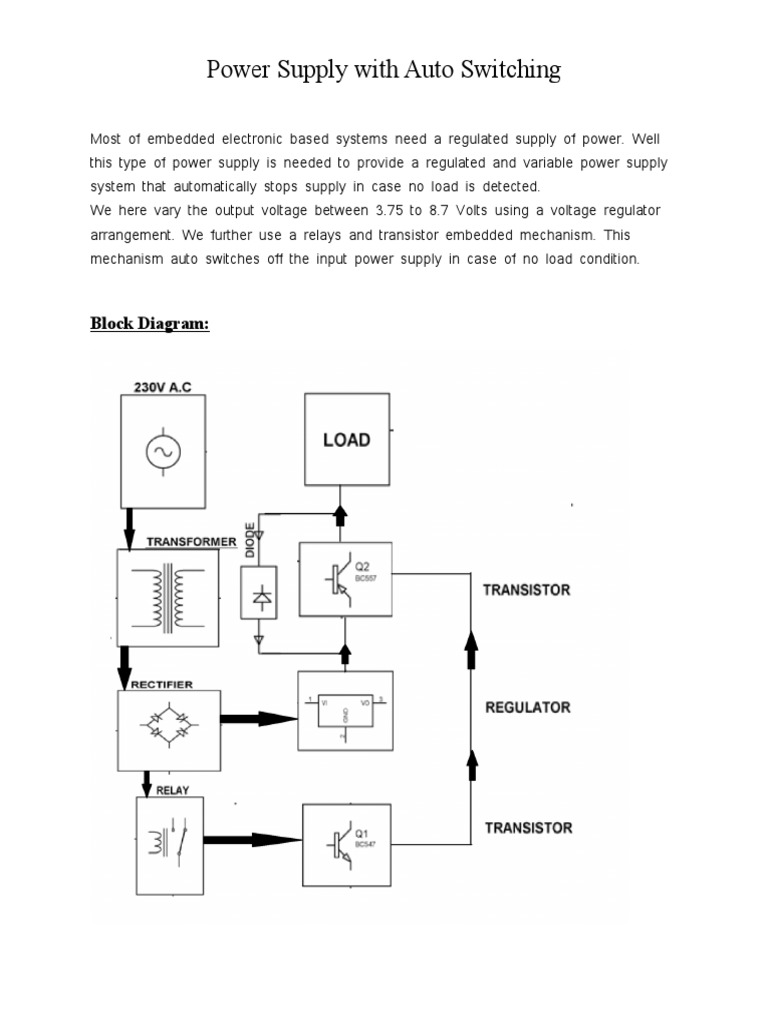 Power Supply With Auto Switching: Block Diagram | PDF