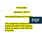 Third Grade Semester 1 Unit 12 Informative/Explanatory Prompt