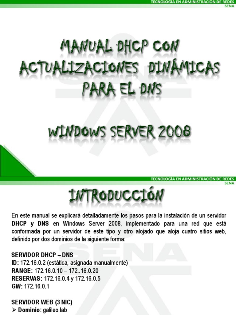 Manual DHCP DNS Windows Server 2008 | PDF | sistema de nombres de ...