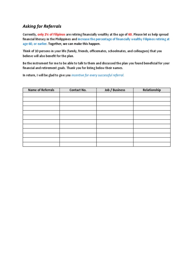 Asking For Referrals | PDF