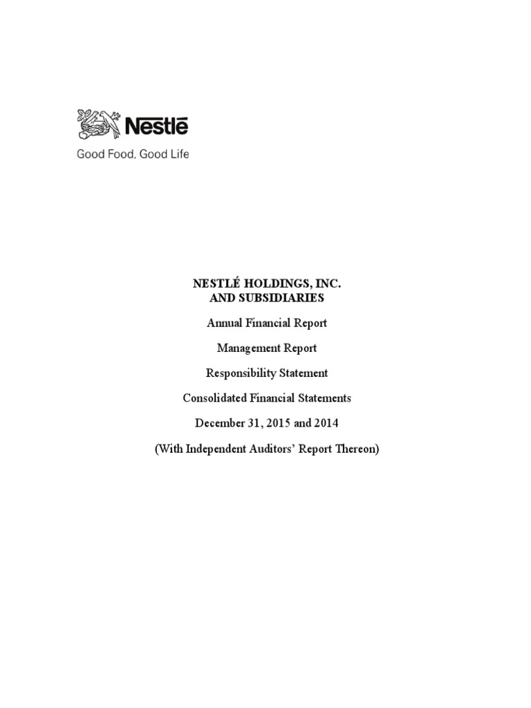 Nestlé Holdings, Inc. and Subsidiaries PDF Financial Audit