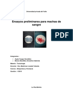 Ensayos Preliminares para Machas de Sangre Toxicologia