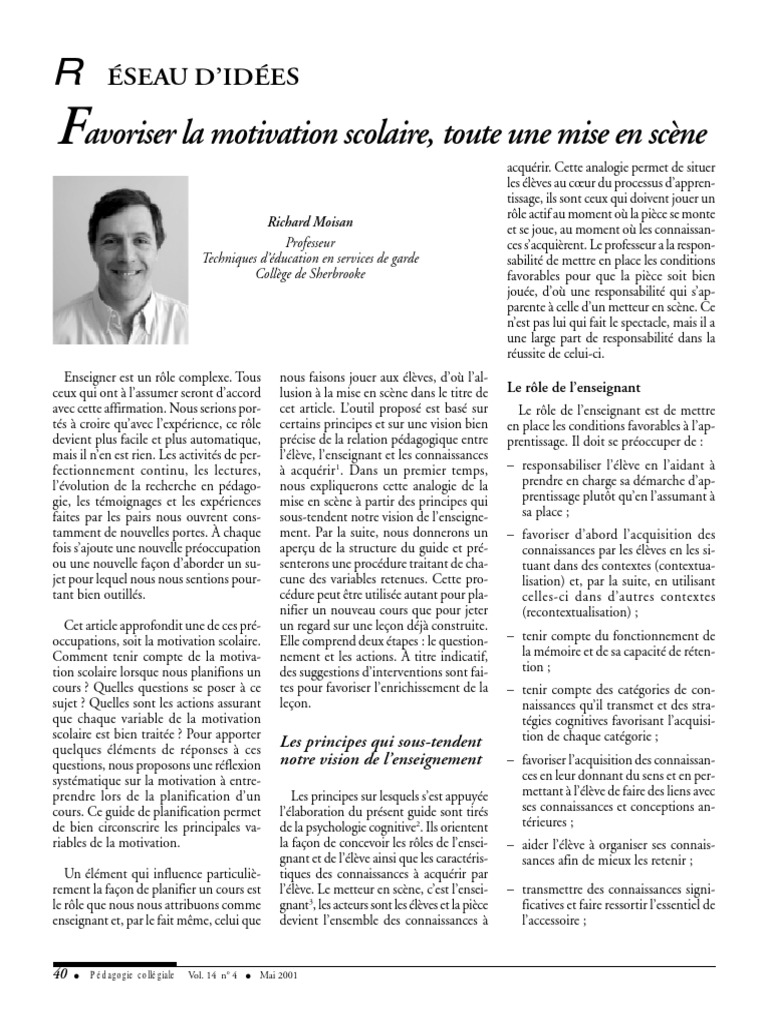 Guide pour stimuler la motivation scolaire | PDF | Pédagogie | Motivation