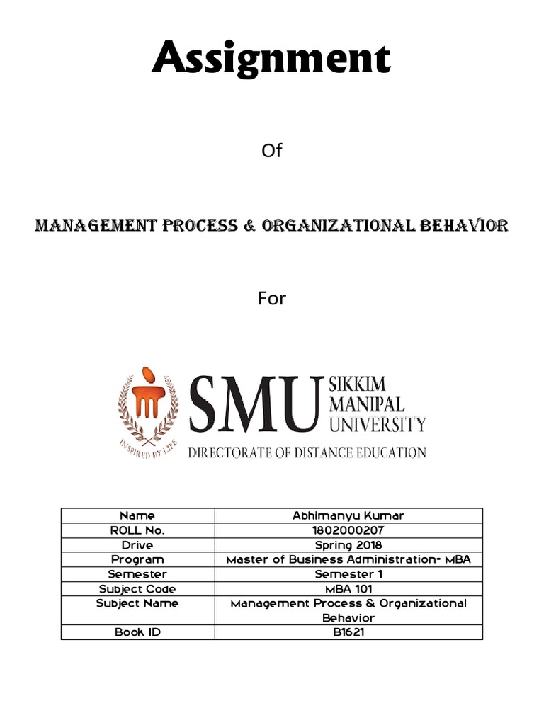 Management Process & Organizational Behavior | PDF | Attitude ...