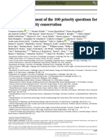 Ten-Year Assessment of The 100 Priority Questions For Global Biodiversity Conservation