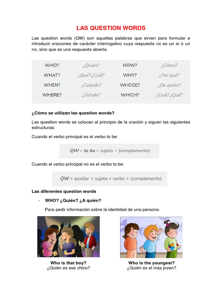 Las Question Words | PDF | Lingüística | Sintaxis