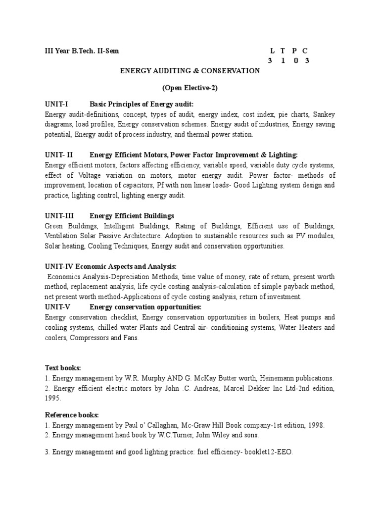 Energy Auditing & Conservation PDF Energy Conservation Efficient