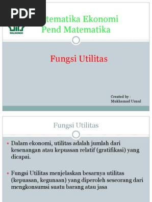 Fungsi Utilitas Ekonomi 1