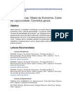 Intro Economia: Custo Oportunidade