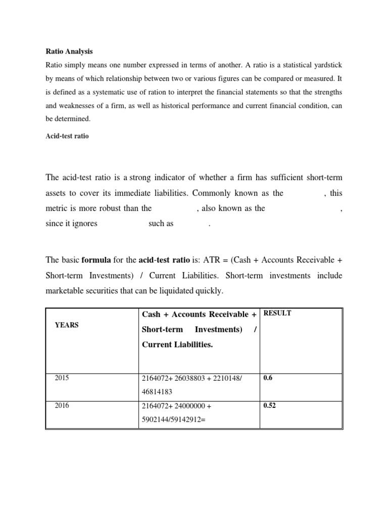 Ratio Analysis | PDF | Equity (Finance) | Working Capital