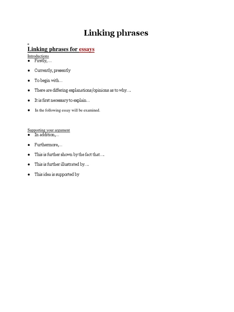 Linking Phrases | PDF | Argument | Reason