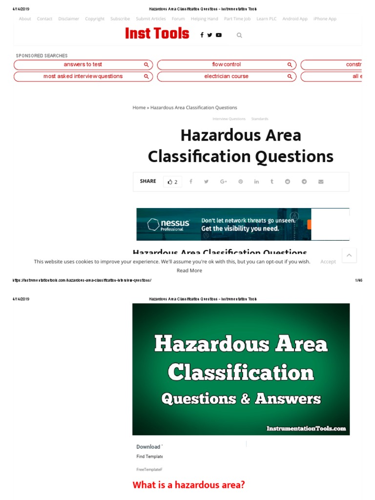 Hazardous Area Classification Questions Instrumentation Tools PDF