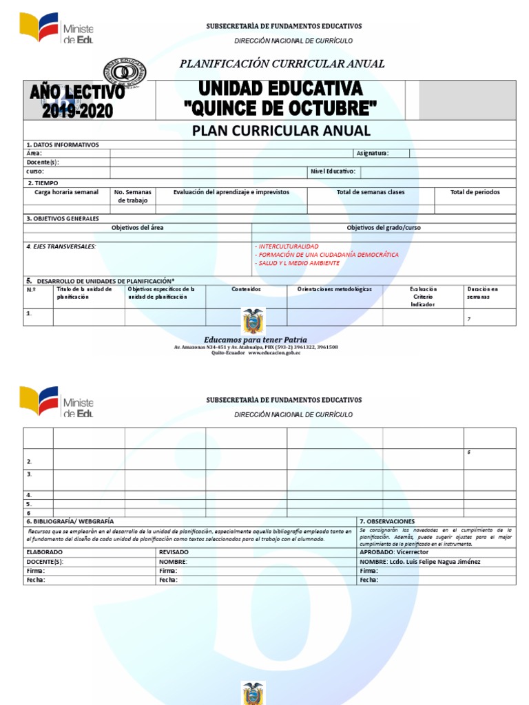 PCA - Planificación Curricular Anual | PDF | Plan de estudios ...