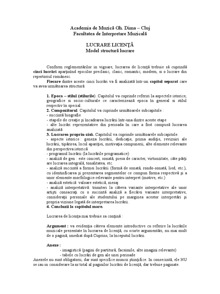 Lucrare Licenta - Model Structura | PDF