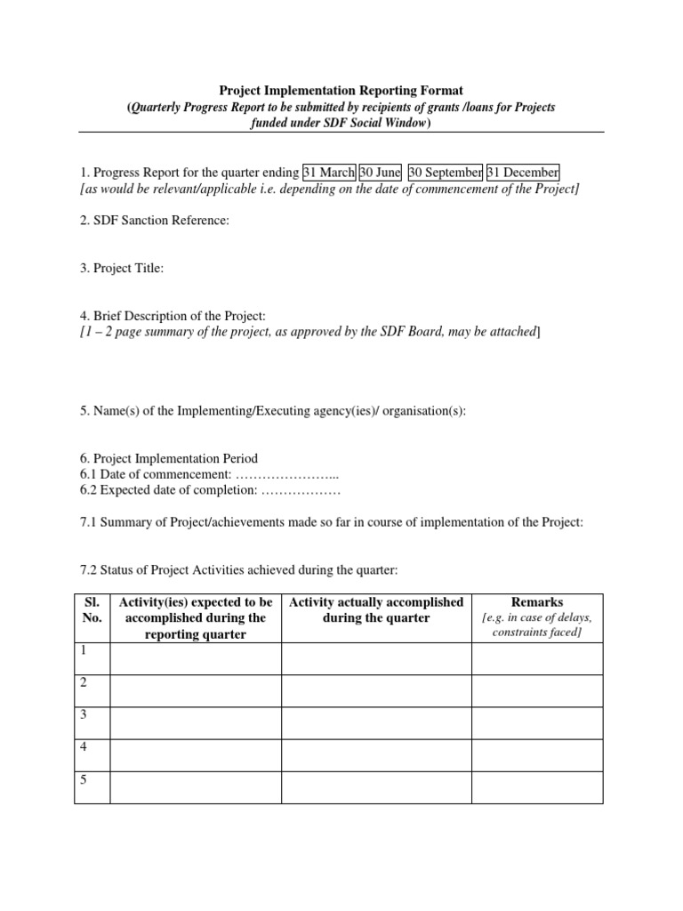 Project Implementation Reporting Format - 21  PDF  Budget  Economies In Implementation Report Template