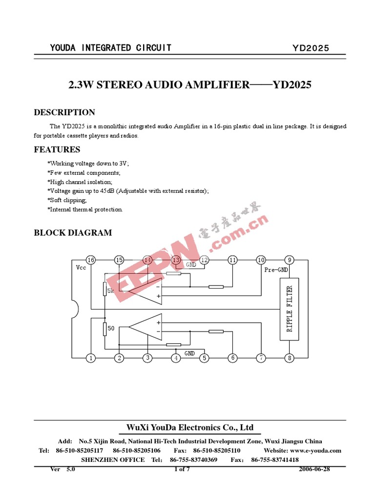 Yd2025 PDF | PDF | Amplifier | Electronic Circuits
