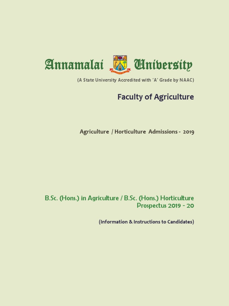 Annamalai University: Faculty of Agriculture | PDF | Hearing Loss | Muscle
