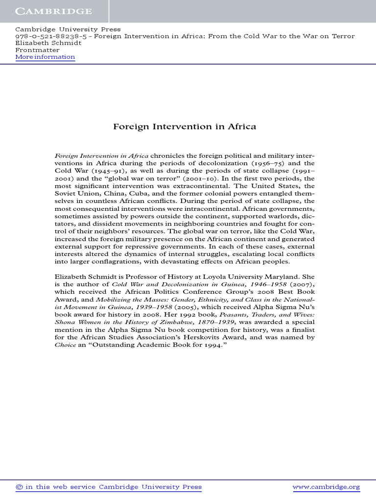 Foreign Intervention in Africa | PDF | Africa | Democratic Republic Of ...