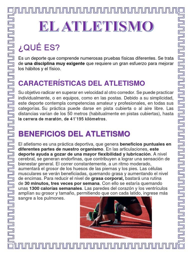 Características y beneficios del atletismo | PDF | Deporte del ...