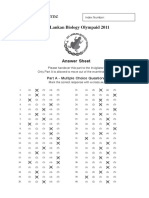 Marking Scheme: Sri Lankan Biology Olympaid 2011