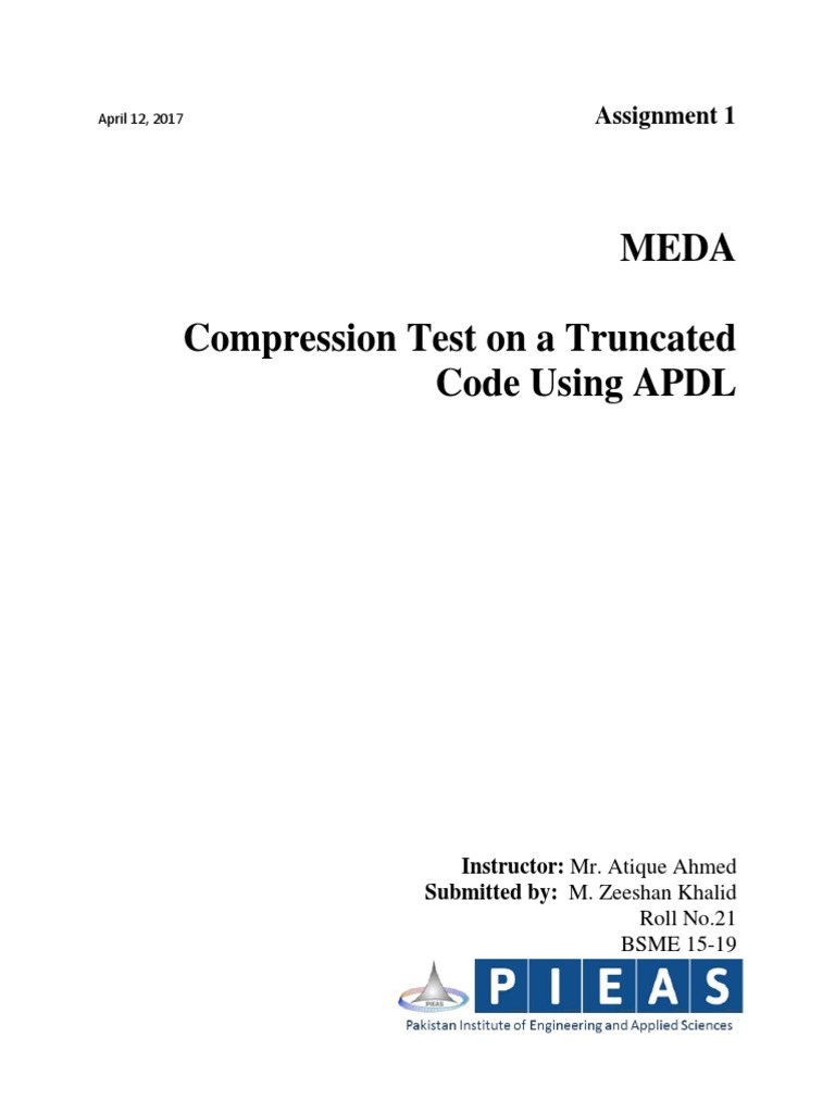 Compression Test Analysis Using APDL | PDF | Stress (Mechanics ...