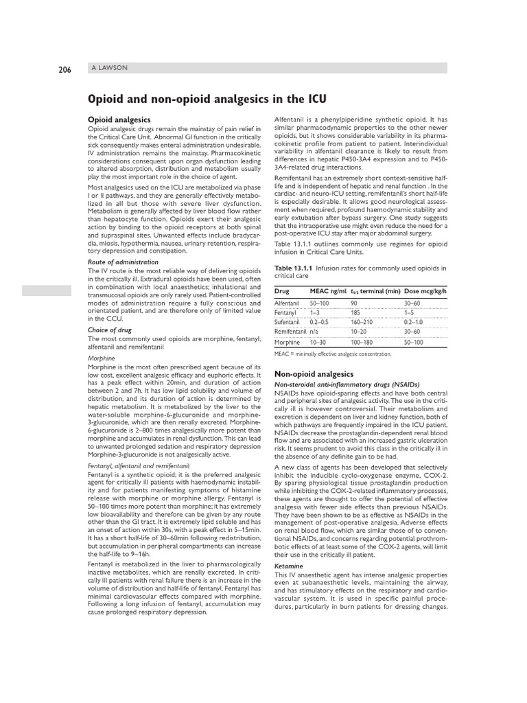 Opioid and Non-Opioid Analgesics in The ICU | Download Free PDF ...