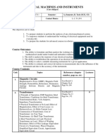 Electrical Machines and Instruments: Course Objectives