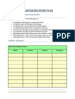 Disaster Recovery Plan Template