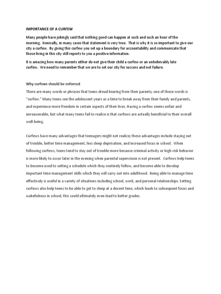 Benefits of Enforcing Teen Curfews | PDF | Adolescence | Social Psychology