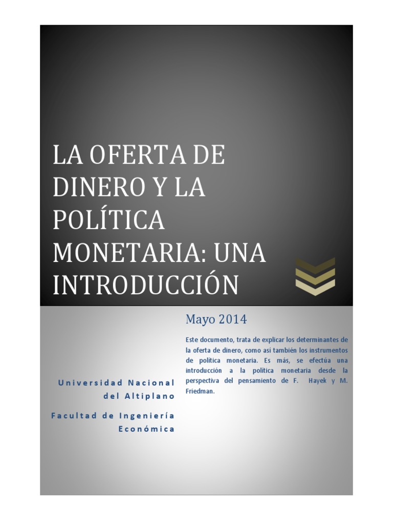 Oferta de Dinero y Política Monetaria | PDF | Inflación | La política ...